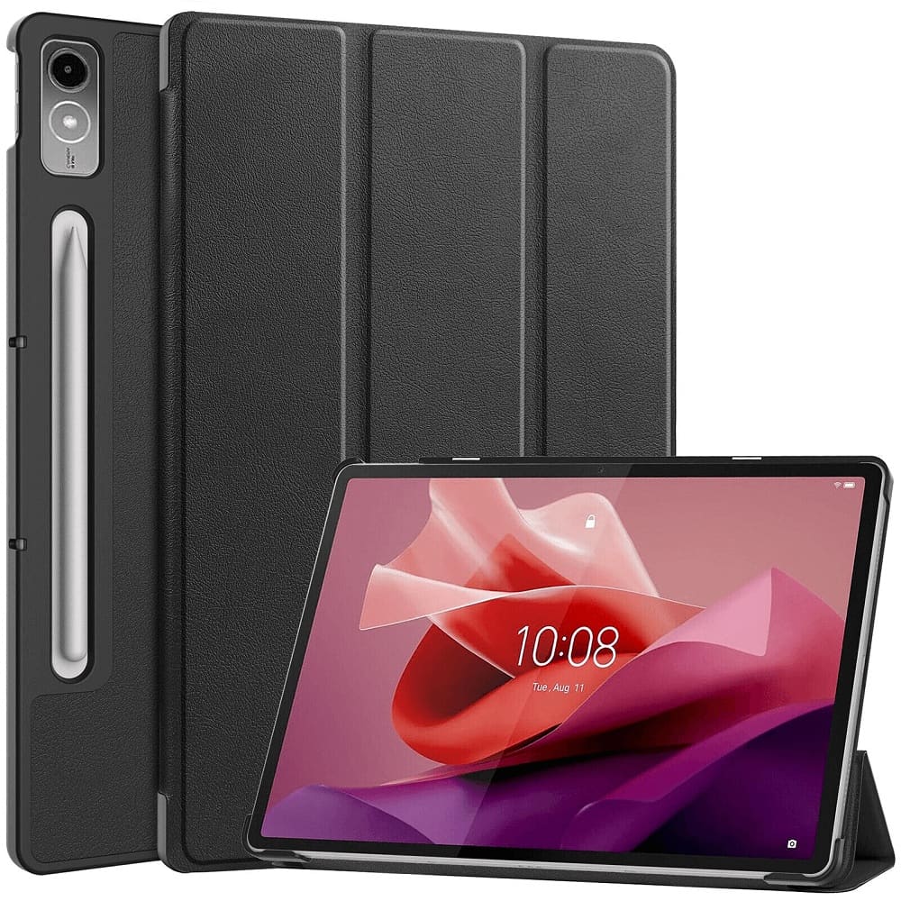 Lenovo Tab P12 Folio Case Cover Leather Trifold Stand (Black) Lenovo Tab P12 Folio Case Cover Leather Trifold Stand (Black)
